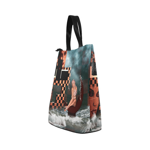 Beautiful fairy sitting on the moon Nylon Lunch Tote Bag (Model 1670)