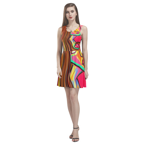 Love is Near Vibrant Portrait Thea Sleeveless Skater Dress(Model D19)