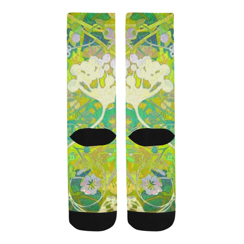 floral 1 abstract in greens and blues Trouser Socks