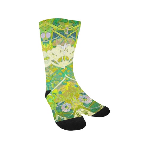 floral 1 abstract in greens and blues Trouser Socks