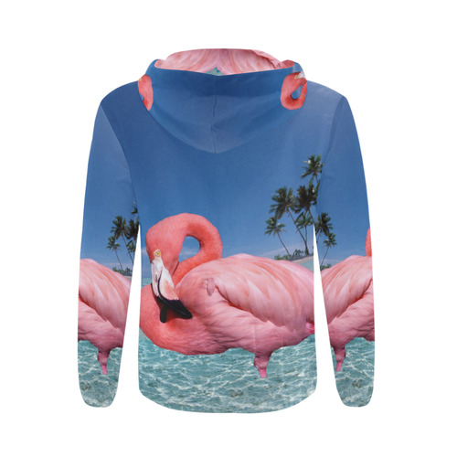 Flamingo and Palms All Over Print Full Zip Hoodie for Men (Model H14)