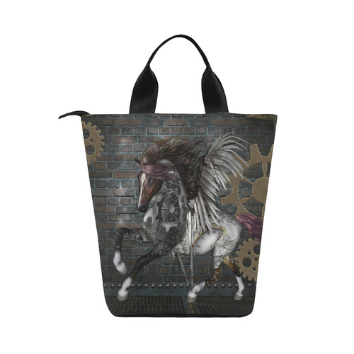 Steampunk, awesome steampunk horse with wings Nylon Lunch Tote Bag (Model 1670)