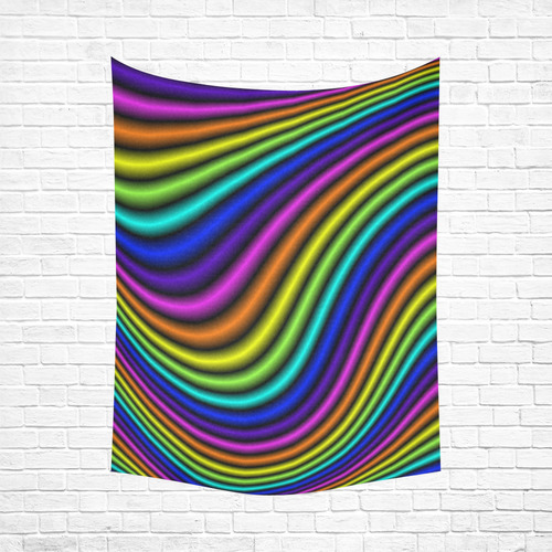wavy rainbow Cotton Linen Wall Tapestry 60"x 80"