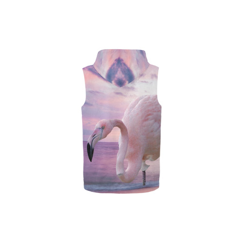 Flamingo and Pink Sky All Over Print Sleeveless Zip Up Hoodie for Kid (Model H16)