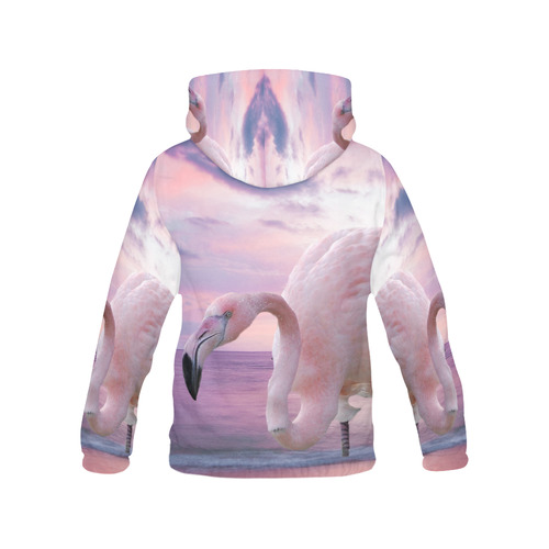 Flamingo and Pink Sky All Over Print Hoodie for Women (USA Size) (Model H13)
