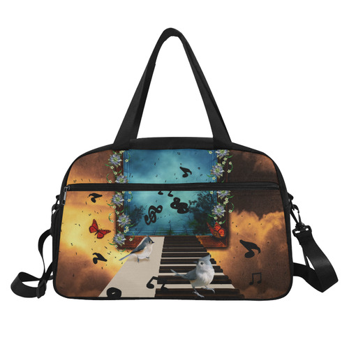 Music, birds on a piano Fitness Handbag (Model 1671)