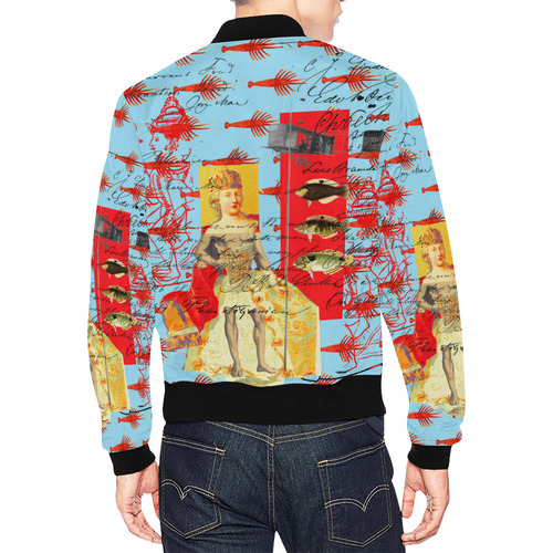 THE SHOWY PLANE HUNTER AND FISH IV All Over Print Bomber Jacket for Men (Model H19)