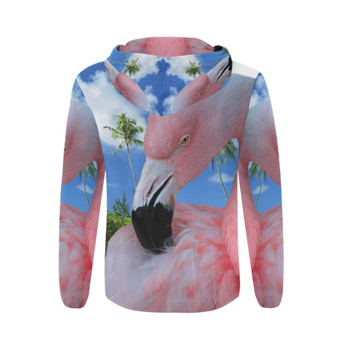 Flamingo and Beach All Over Print Full Zip Hoodie for Men (Model H14)