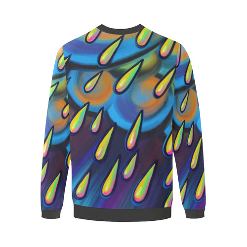 Heavy Rain Cloud Painting Men's Oversized Fleece Crew Sweatshirt/Large Size(Model H18)