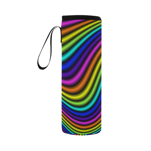 wavy rainbow Neoprene Water Bottle Pouch/Large