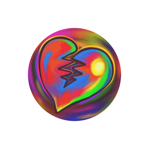 Broken Heart Vibrant Love Painting Round Mousepad