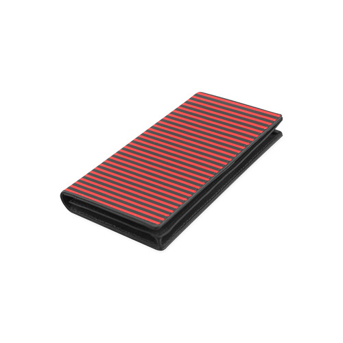 Horizontal Red Candy Stripes Women's Leather Wallet (Model 1611)