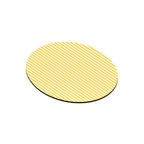 Horizontal Yellow Candy Stripes Round Mousepad