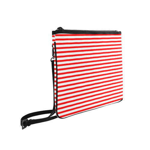 Horizontal Red Candy Stripes Slim Clutch Bag (Model 1668)