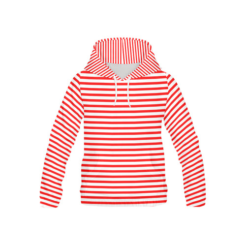Horizontal Red Candy Stripes All Over Print Hoodie for Kid (USA Size) (Model H13)