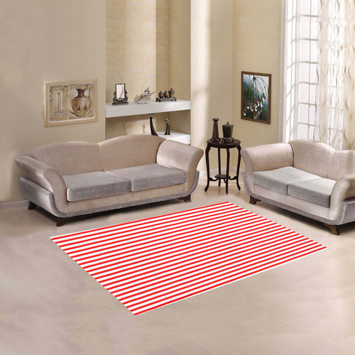 Horizontal Red Candy Stripes Area Rug 5'3''x4'