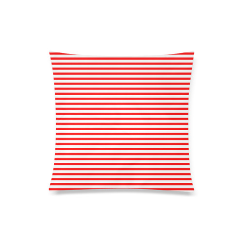 Horizontal Red Candy Stripes Custom Zippered Pillow Case 20"x20"(Twin Sides)