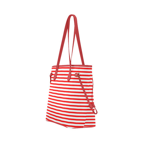 Horizontal Red Candy Stripes Clover Canvas Tote Bag (Model 1661)