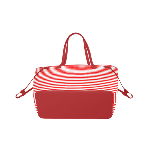 Horizontal Red Candy Stripes Clover Canvas Tote Bag (Model 1661)