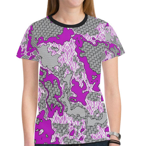 Unique abstract pattern mix 2D by FeelGood New All Over Print T-shirt for Women (Model T45)