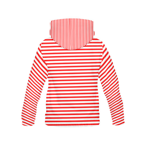 Horizontal Red Candy Stripes All Over Print Hoodie for Men/Large Size (USA Size) (Model H13)