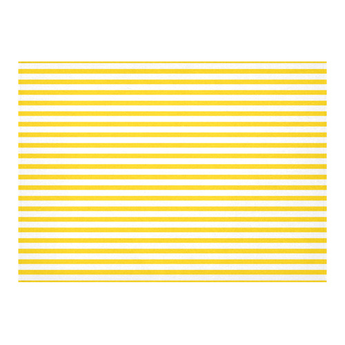 Horizontal Yellow Candy Stripes Cotton Linen Tablecloth 60"x 84"