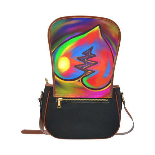 Broken Heart Vibrant Love Painting Saddle Bag/Small (Model 1649)(Flap Customization)