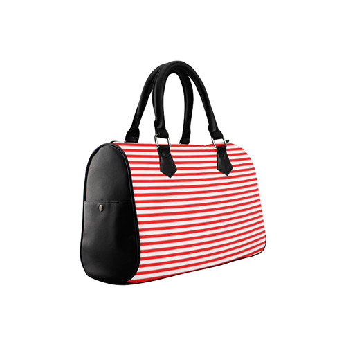 Horizontal Red Candy Stripes Boston Handbag (Model 1621)