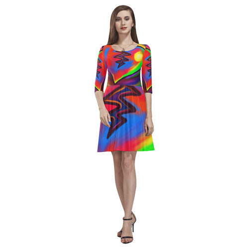 Broken Heart Vibrant Love Painting Tethys Half-Sleeve Skater Dress(Model D20)