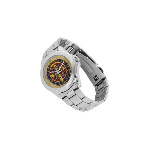 St Benedict Medal - catholic protection - gift for christians Unisex Stainless Steel Watch(Model 103)