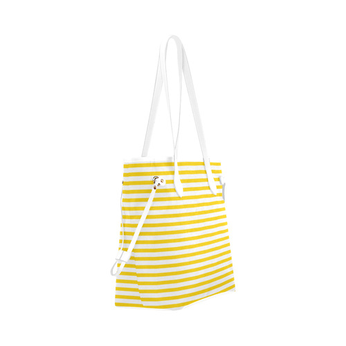 Horizontal Yellow Candy Stripes Clover Canvas Tote Bag (Model 1661)