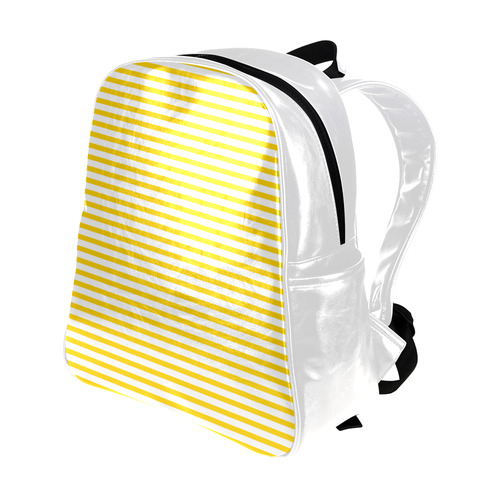 Horizontal Yellow Candy Stripes Multi-Pockets Backpack (Model 1636)