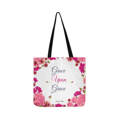 floral grace upon grace pinkflowers tote Reusable Shopping Bag Model 1660 (Two sides)