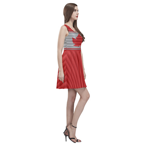 Canada Holiday Print Dresses - Short Thea Sleeveless Skater Dress(Model D19)