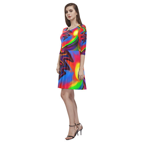 Broken Heart Vibrant Love Painting Tethys Half-Sleeve Skater Dress(Model D20)