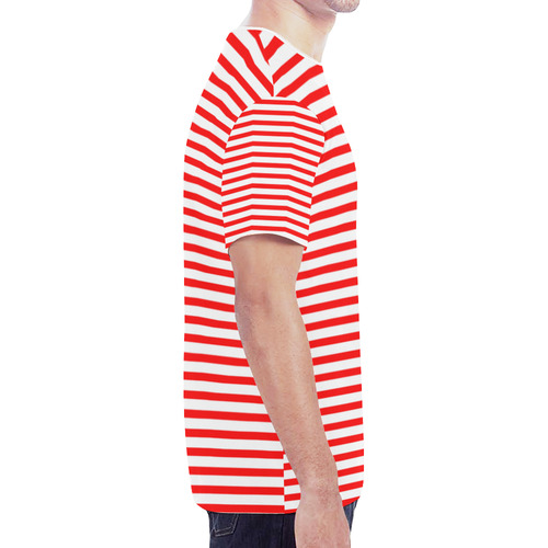 Horizontal Red Candy Stripes New All Over Print T-shirt for Men (Model T45)