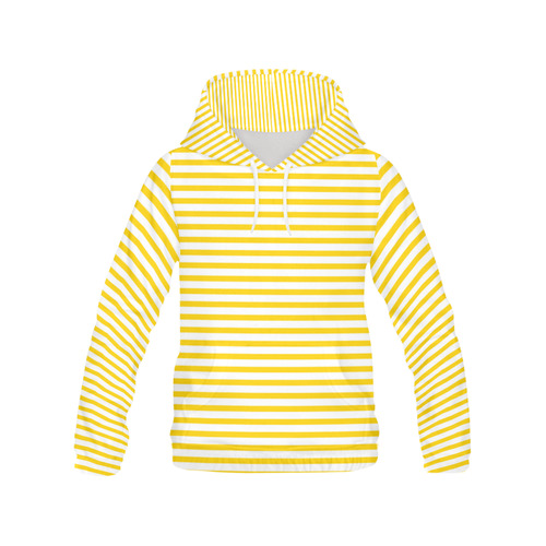 Horizontal Yellow Candy Stripes All Over Print Hoodie for Men/Large Size (USA Size) (Model H13)