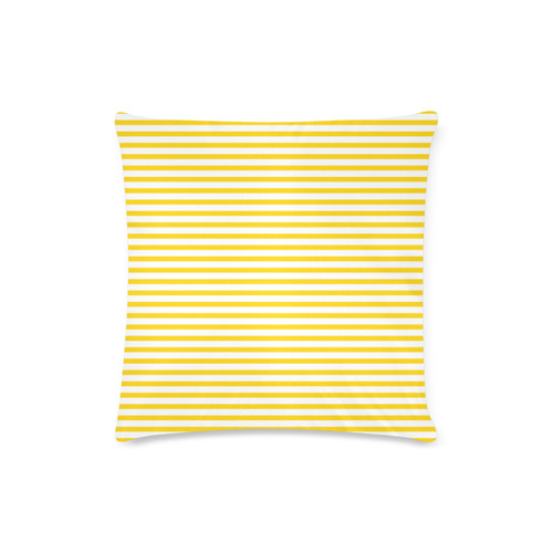 Horizontal Yellow Candy Stripes Custom Zippered Pillow Case 16"x16"(Twin Sides)