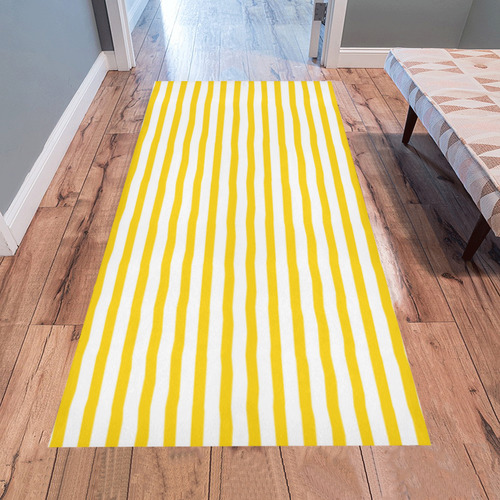 Horizontal Yellow Candy Stripes Area Rug 7'x3'3''