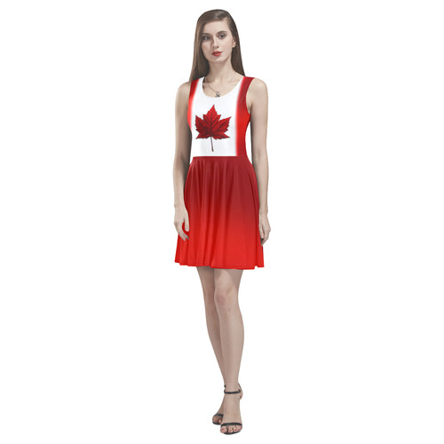 Canada Flag Dresses - Short Thea Sleeveless Skater Dress(Model D19)