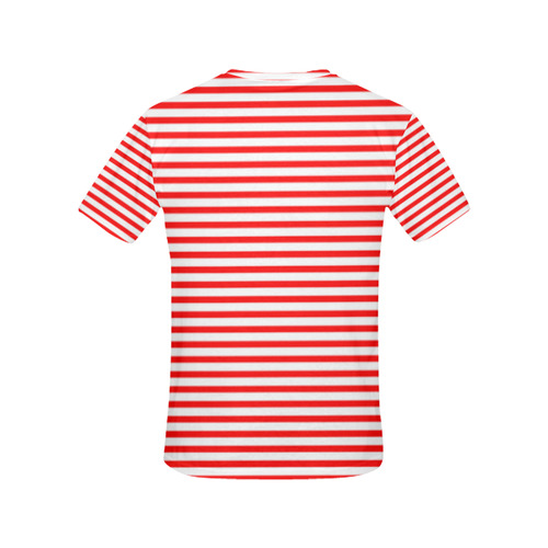 Horizontal Red Candy Stripes All Over Print T-Shirt for Women (USA Size) (Model T40)