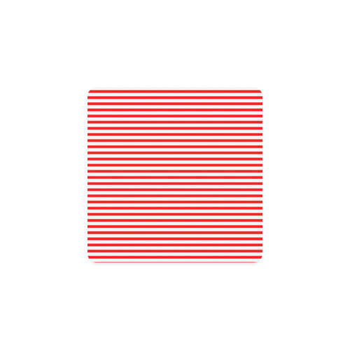 Horizontal Red Candy Stripes Square Coaster