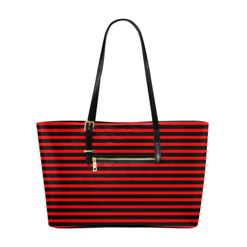 Horizontal Red Candy Stripes Euramerican Tote Bag/Large (Model 1656)