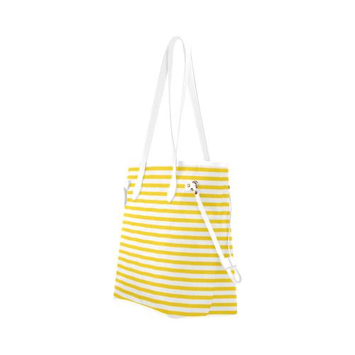 Horizontal Yellow Candy Stripes Clover Canvas Tote Bag (Model 1661)