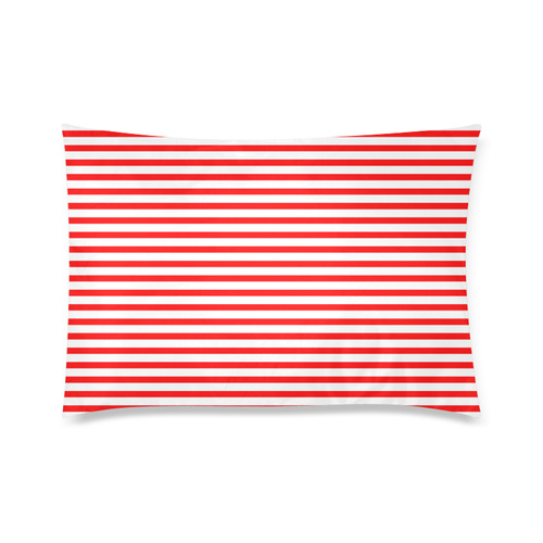 Horizontal Red Candy Stripes Custom Zippered Pillow Case 20"x30" (one side)