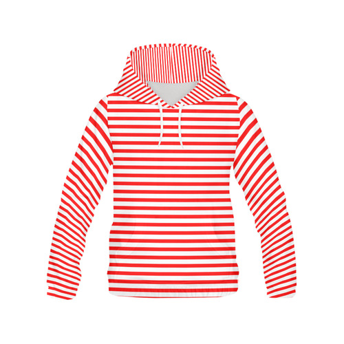 Horizontal Red Candy Stripes All Over Print Hoodie for Men/Large Size (USA Size) (Model H13)