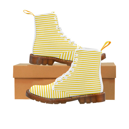 Horizontal Yellow Candy Stripes Martin Boots For Women Model 1203H