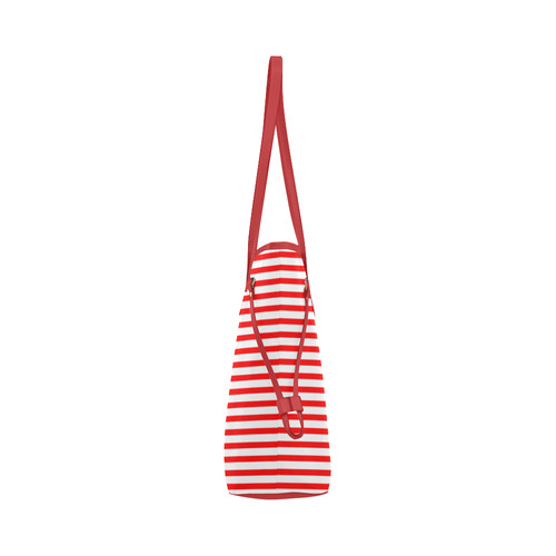 Horizontal Red Candy Stripes Clover Canvas Tote Bag (Model 1661)