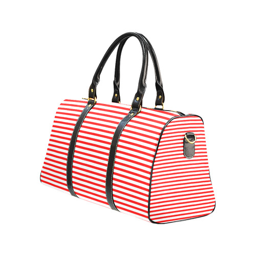 Horizontal Red Candy Stripes New Waterproof Travel Bag/Large (Model 1639)