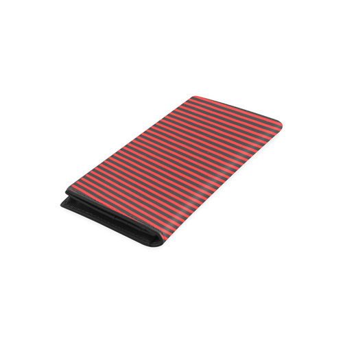 Horizontal Red Candy Stripes Women's Leather Wallet (Model 1611)